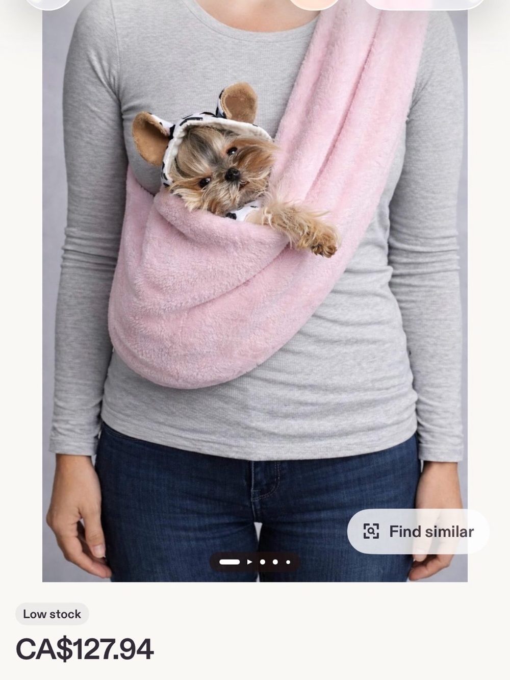 Pet plush sling carrier